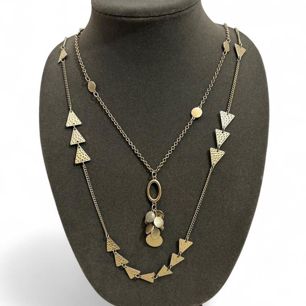 VTG "Your Way" Gold Geometric Layer Necklace Boho Whimsigoth Premier Designs